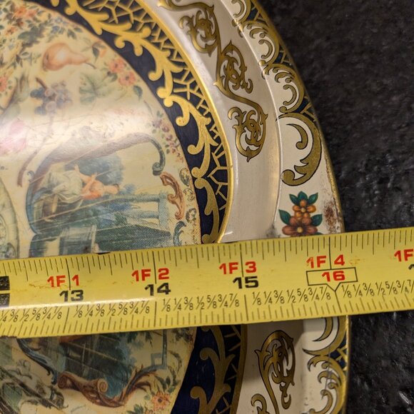 Vintage Daher NY Metal Serving Tray Tin Made in England 16 Inches Renaissance - Picture 6 of 6